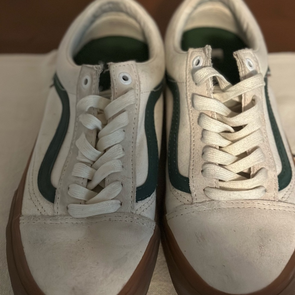 Vans White and Dark Green Sneakers